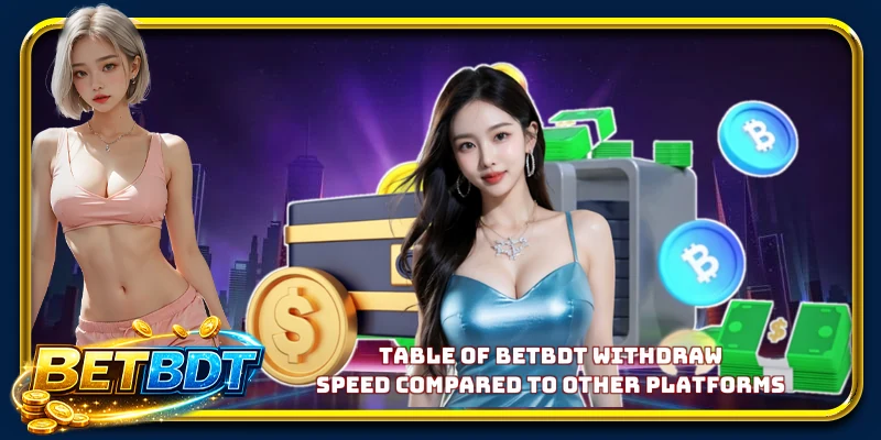 Table of BETBDT withdraw speed compared to other platforms